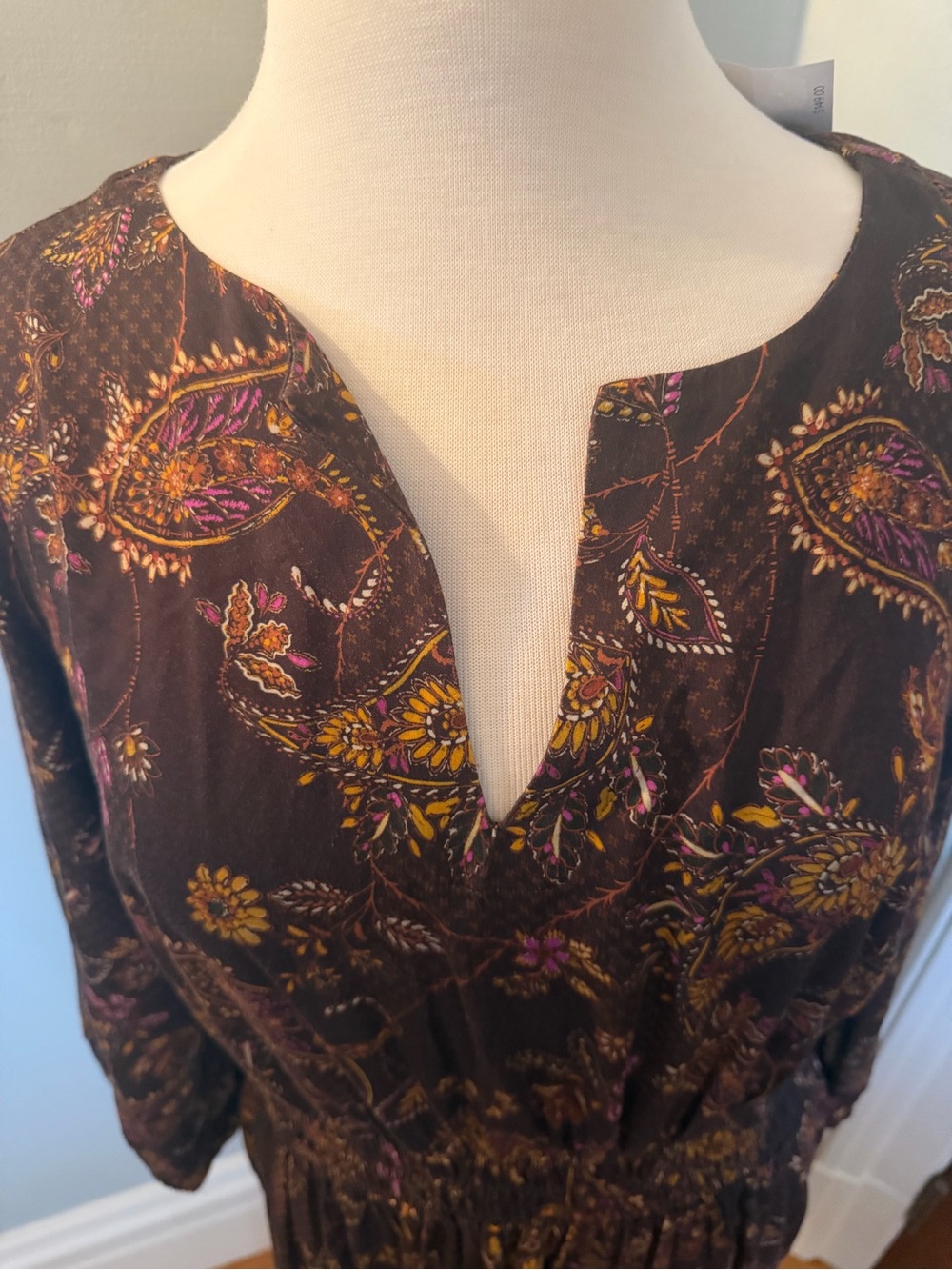 J.Jill Brown Paisley Floral Midi Maxi Dress Size Medium NWT - Picture 3 of 9
